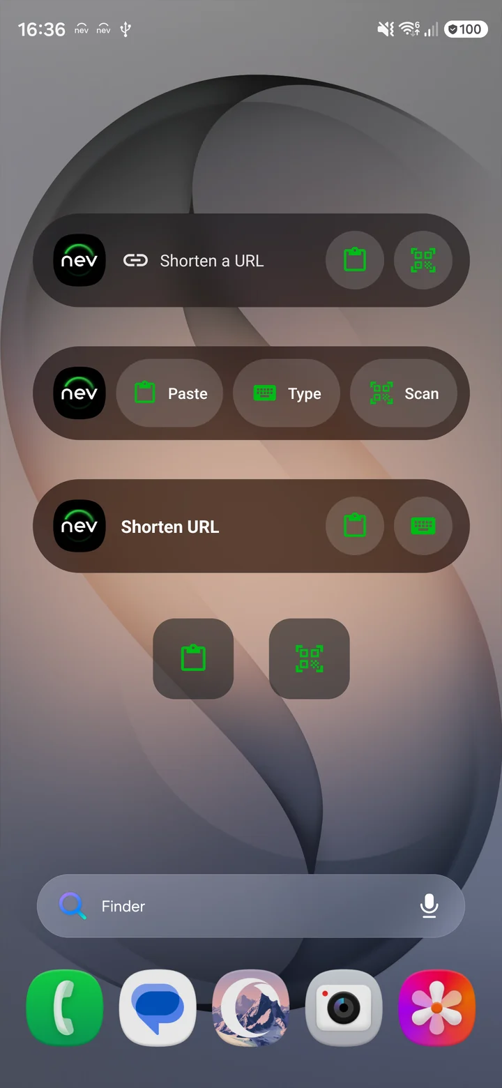 Application Nev pour Android: Widgets sur l’écran d’accueil